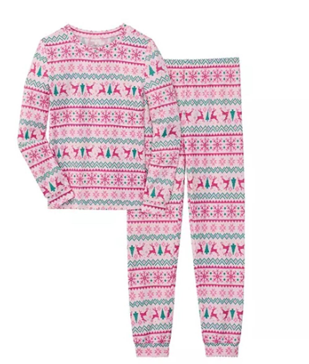 Cuddl Duds Girls Fairisle Brushed Knit Pajama Set Size 6